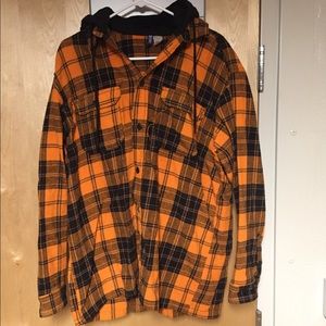 Men's H&M Divided Orange Hooded Flannel - M